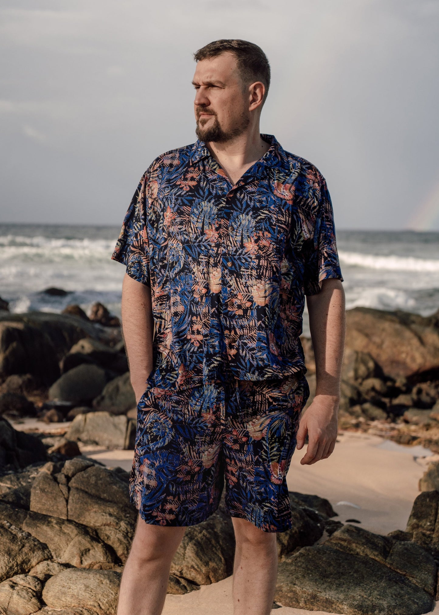 Hawaiian Shirt and Shorts Set (Blue Tropic)
