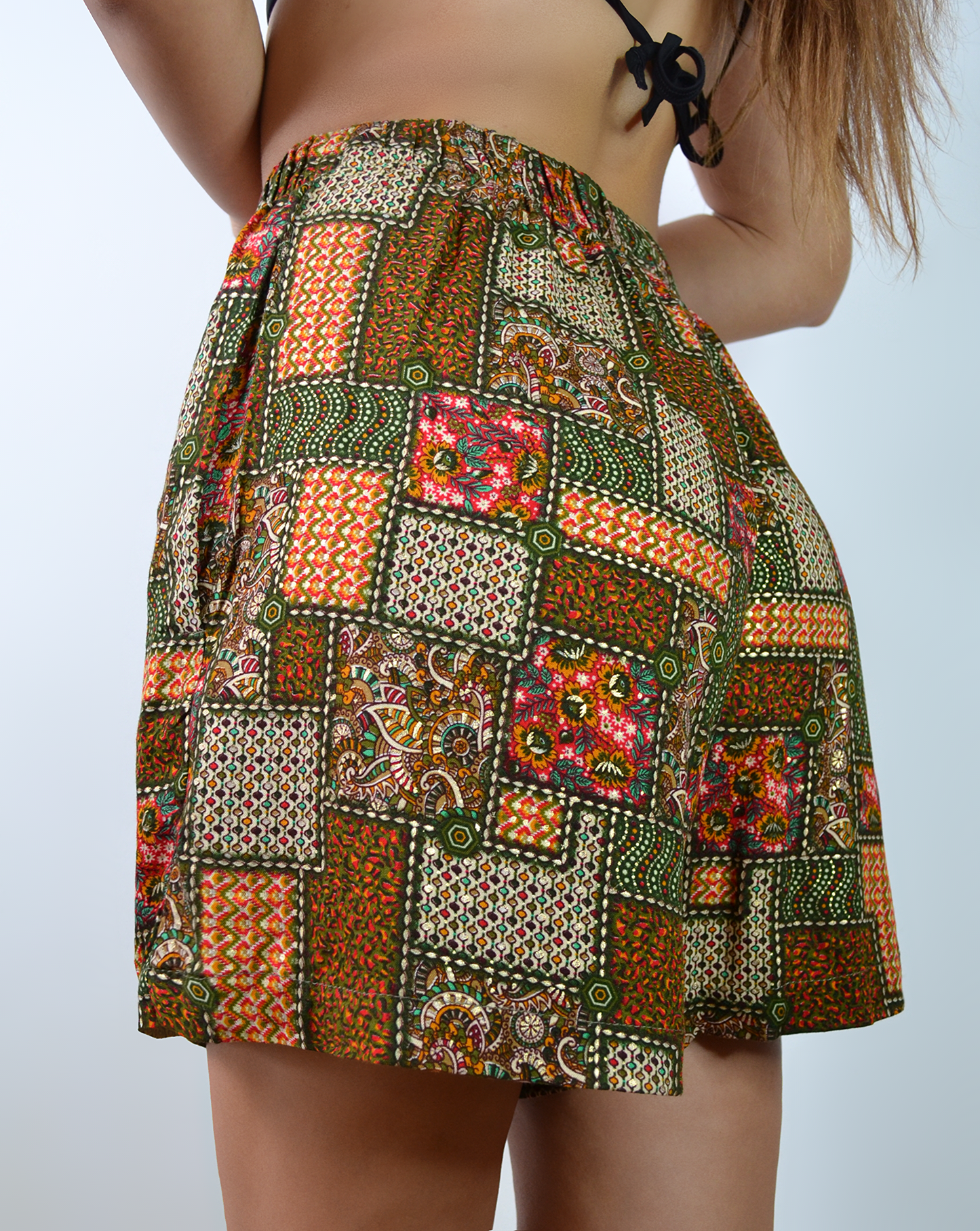 Kimono and shorts set / Dark green pattern (premium cotton)