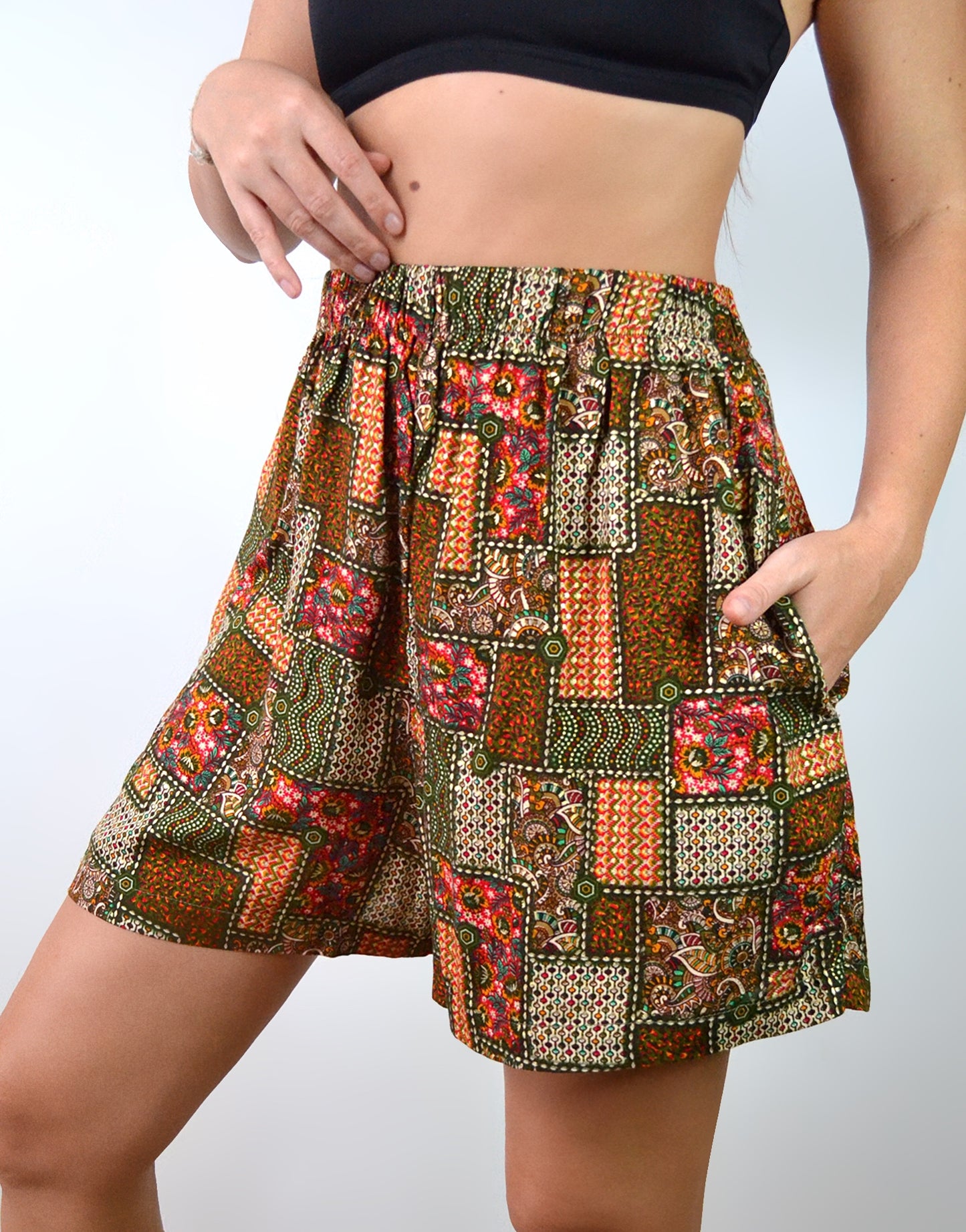 Kimono and shorts set / Dark green pattern (premium cotton)